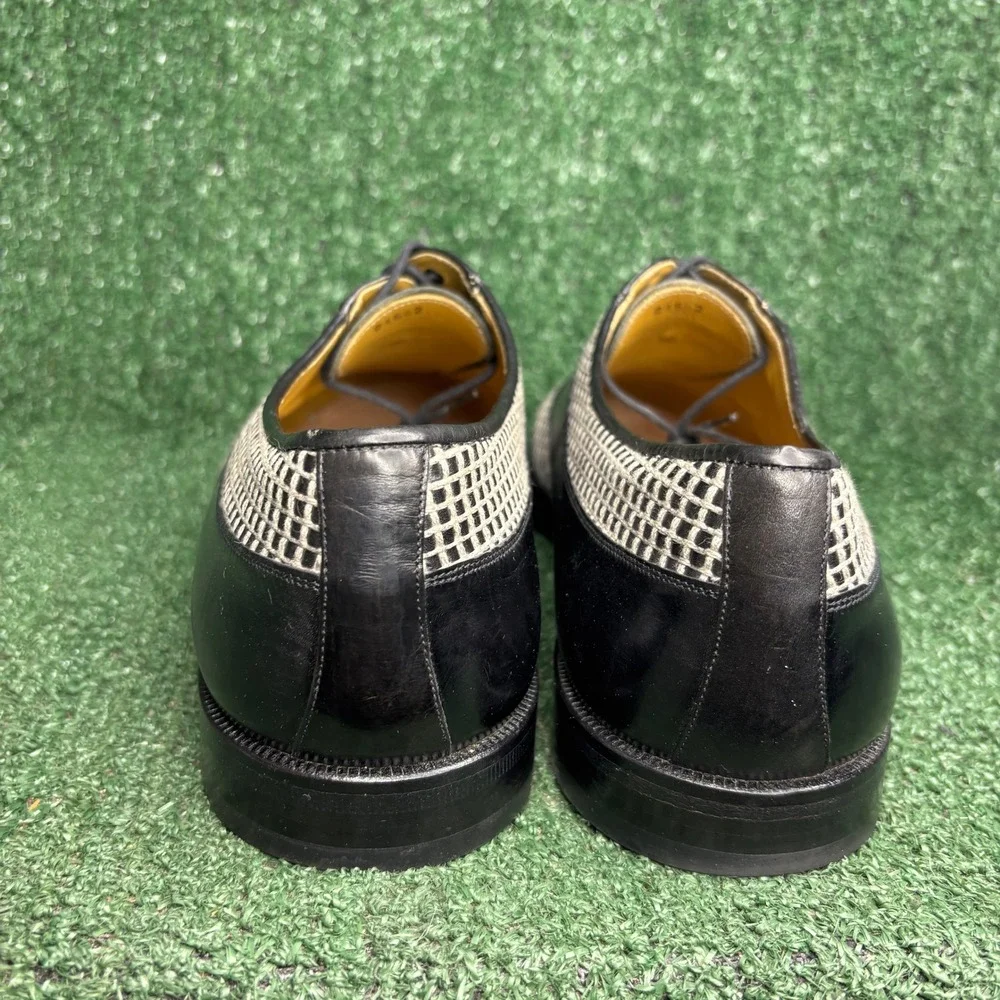 Avventura Woven Mesh Leather Lace Up Spectator Oxford Dress Shoes Black Mens 13M